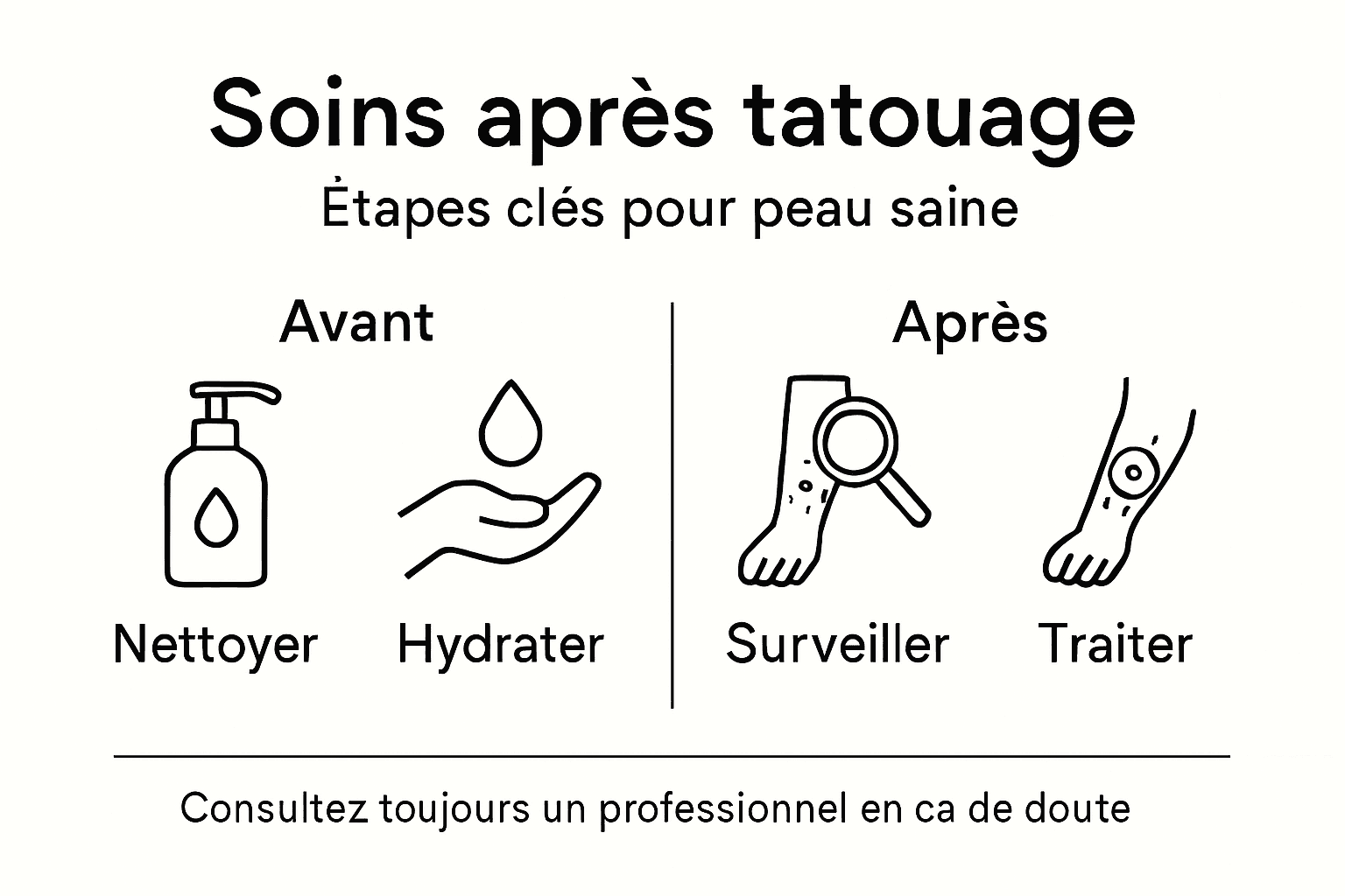Guide visuel des étapes clés pour prendre soin de son tatouage