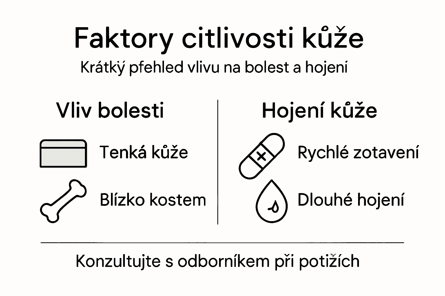 Přehled nejčastějších faktorů ovlivňujících citlivost pokožky v infografice
