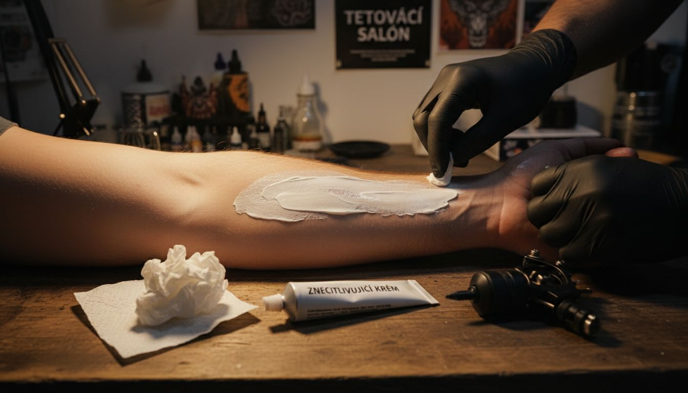 Použití znecitlivujícího krému před tetováním