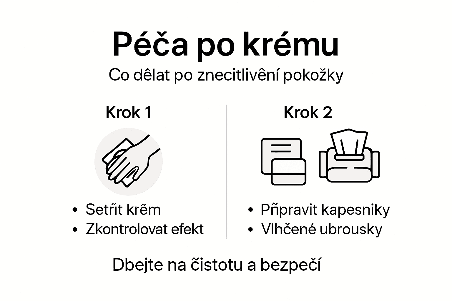 Názorný přehled správné péče po použití anestetického krému