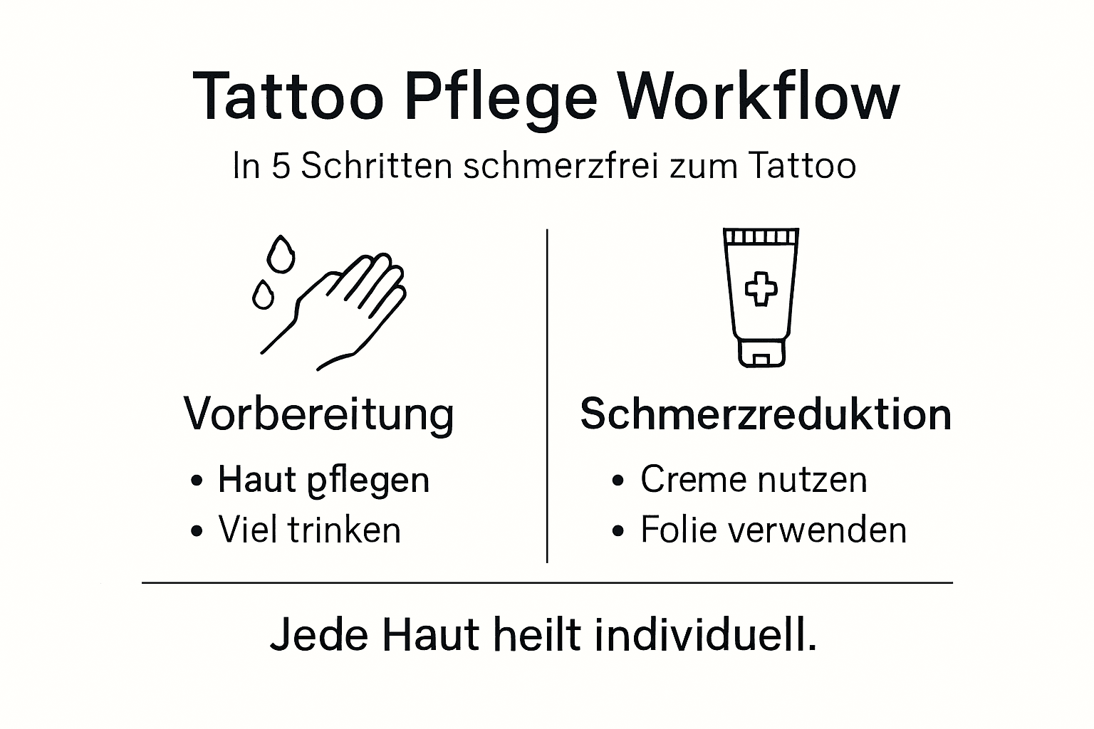 Schritt-für-Schritt-Anleitung: So pflegst du dein Tattoo richtig (als übersichtliche Infografik)