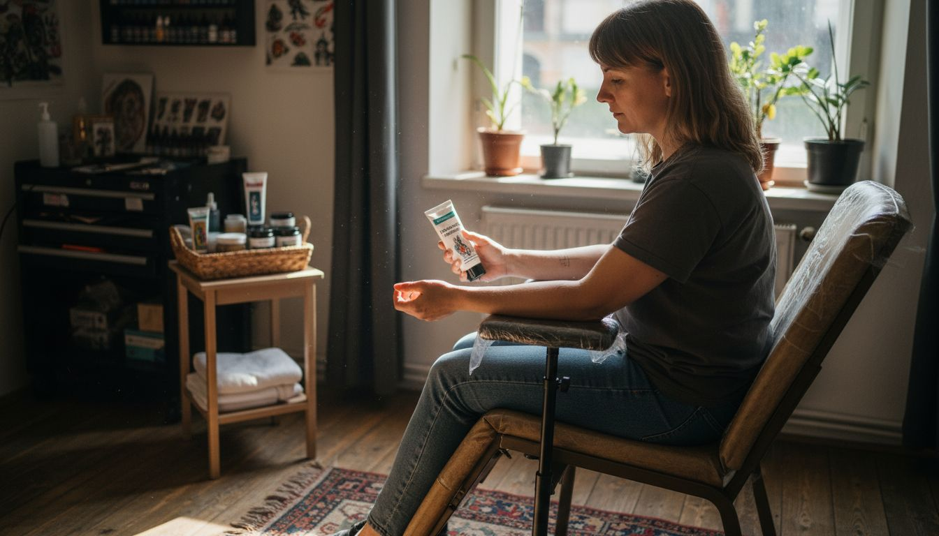 Zákazník si před tetováním prohlíží přírodní anestetikum a zjišťuje, jak funguje.