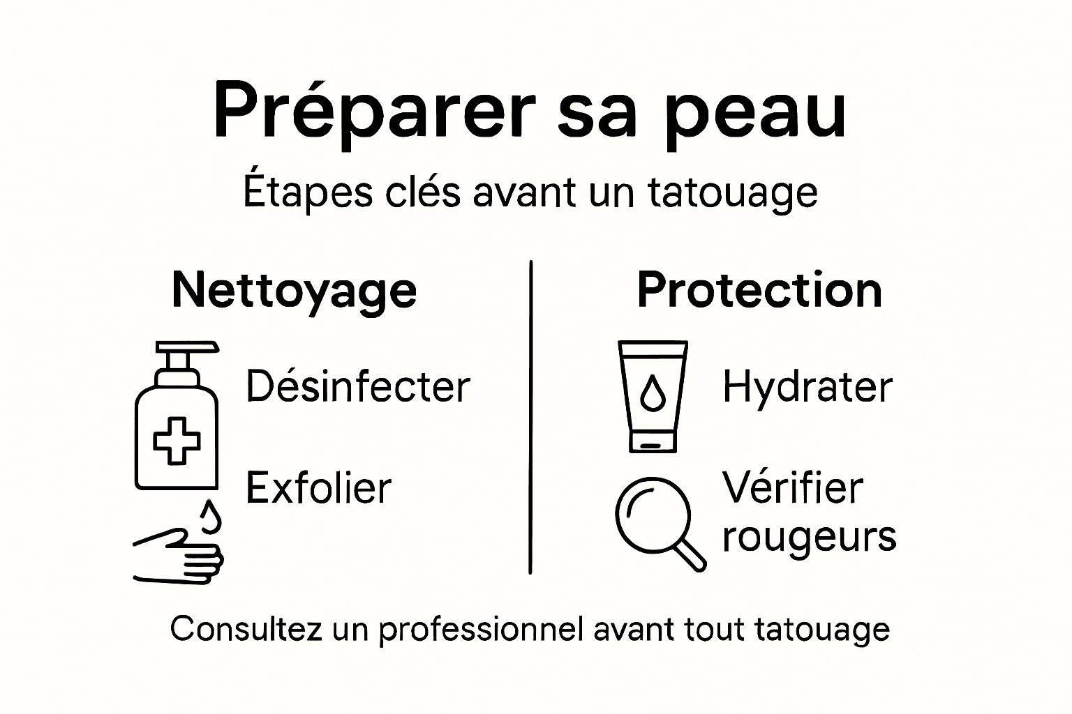 Infographie : les gestes essentiels pour bien préparer et prendre soin de sa peau avant un tatouage