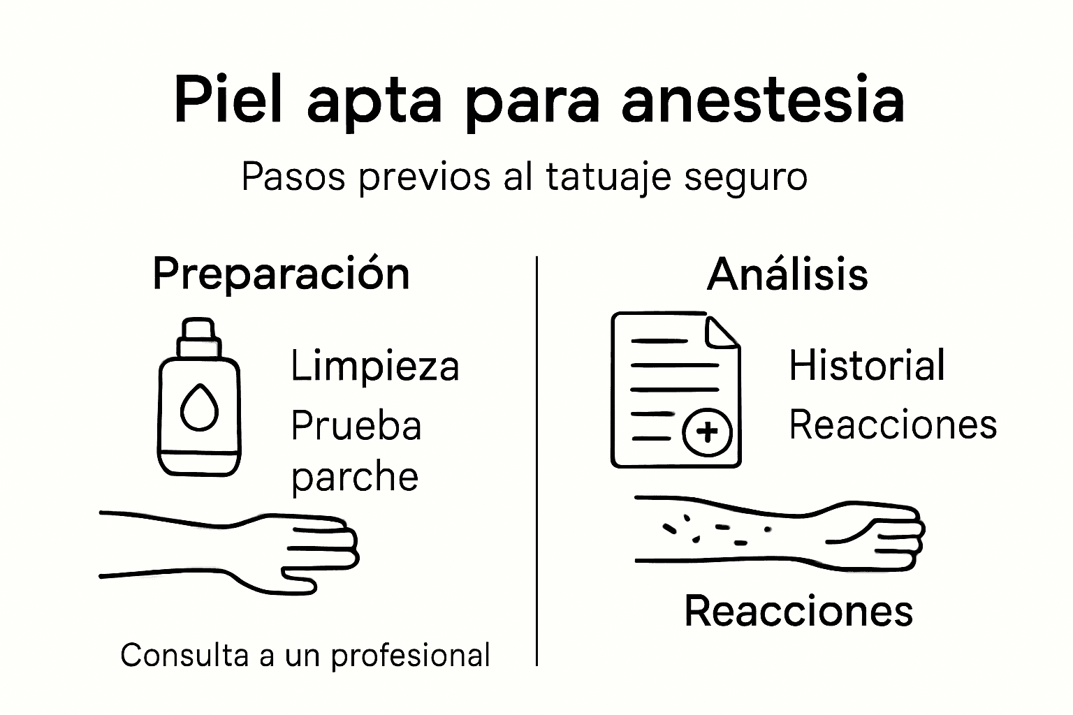 Infografía: pasos esenciales para preparar la piel antes de aplicar anestesia