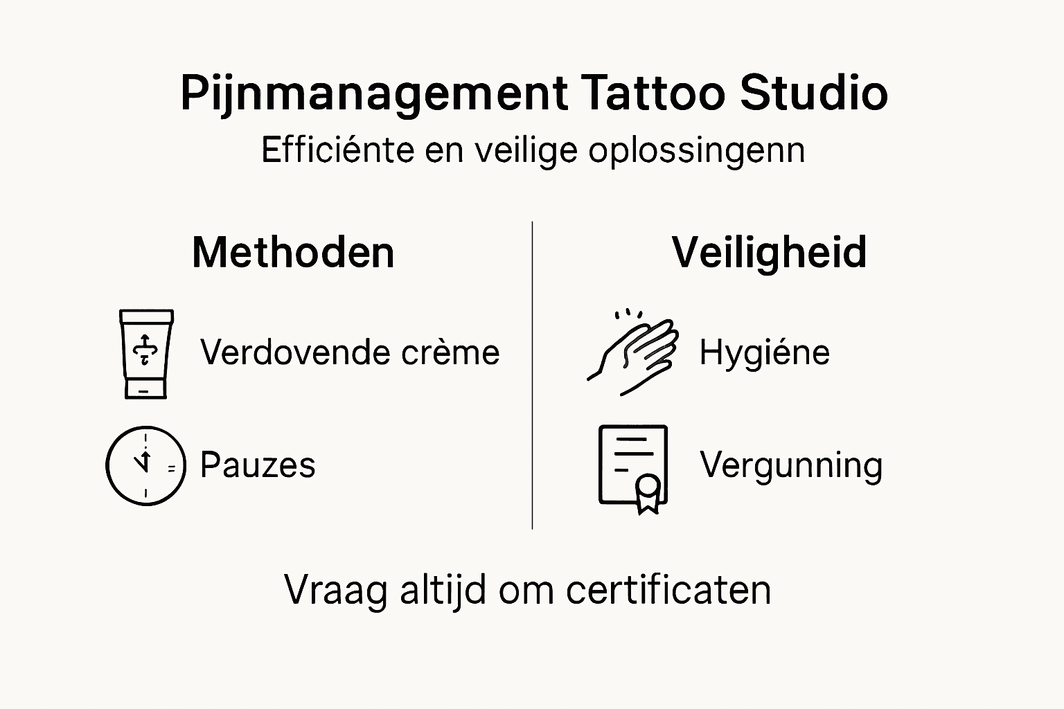 Infographic over pijnbestrijding en veilig gebruik van behandelmethoden