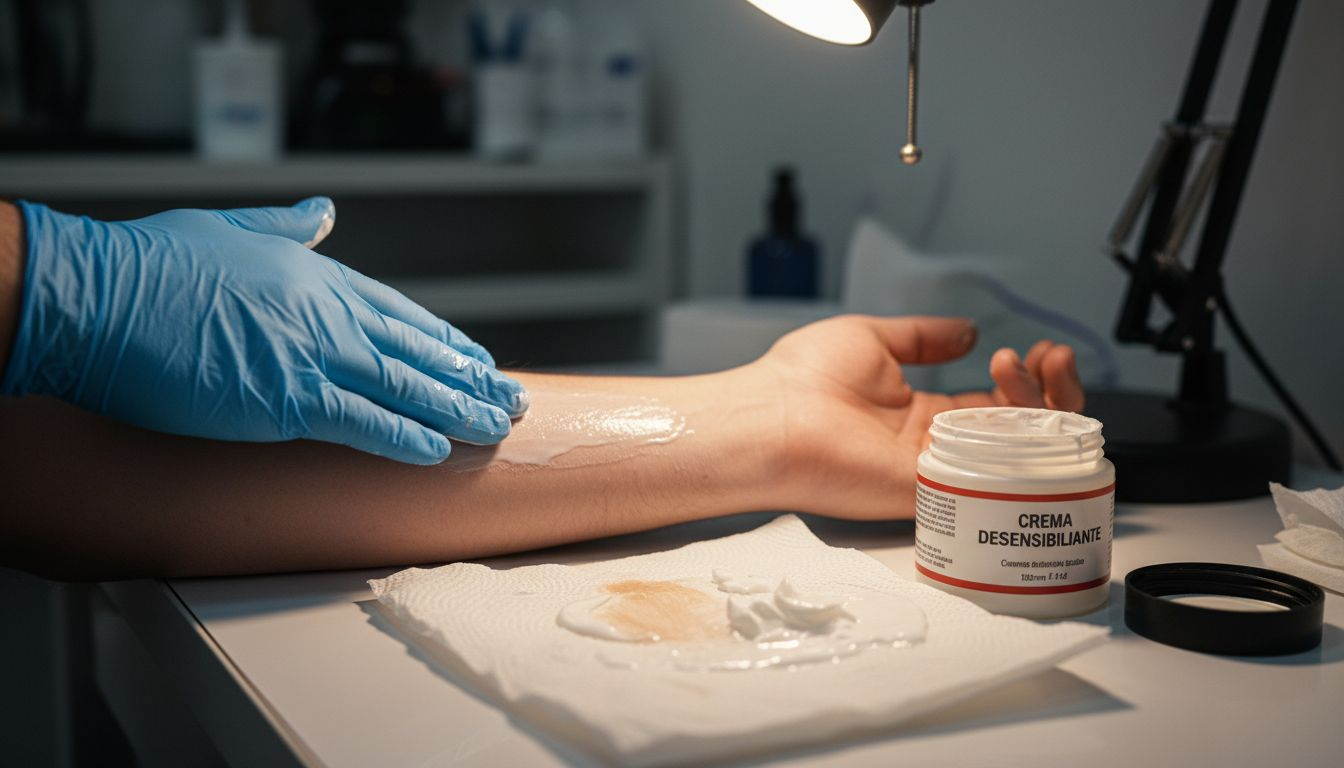 Una mano aplicando crema para reducir la sensibilidad sobre la piel