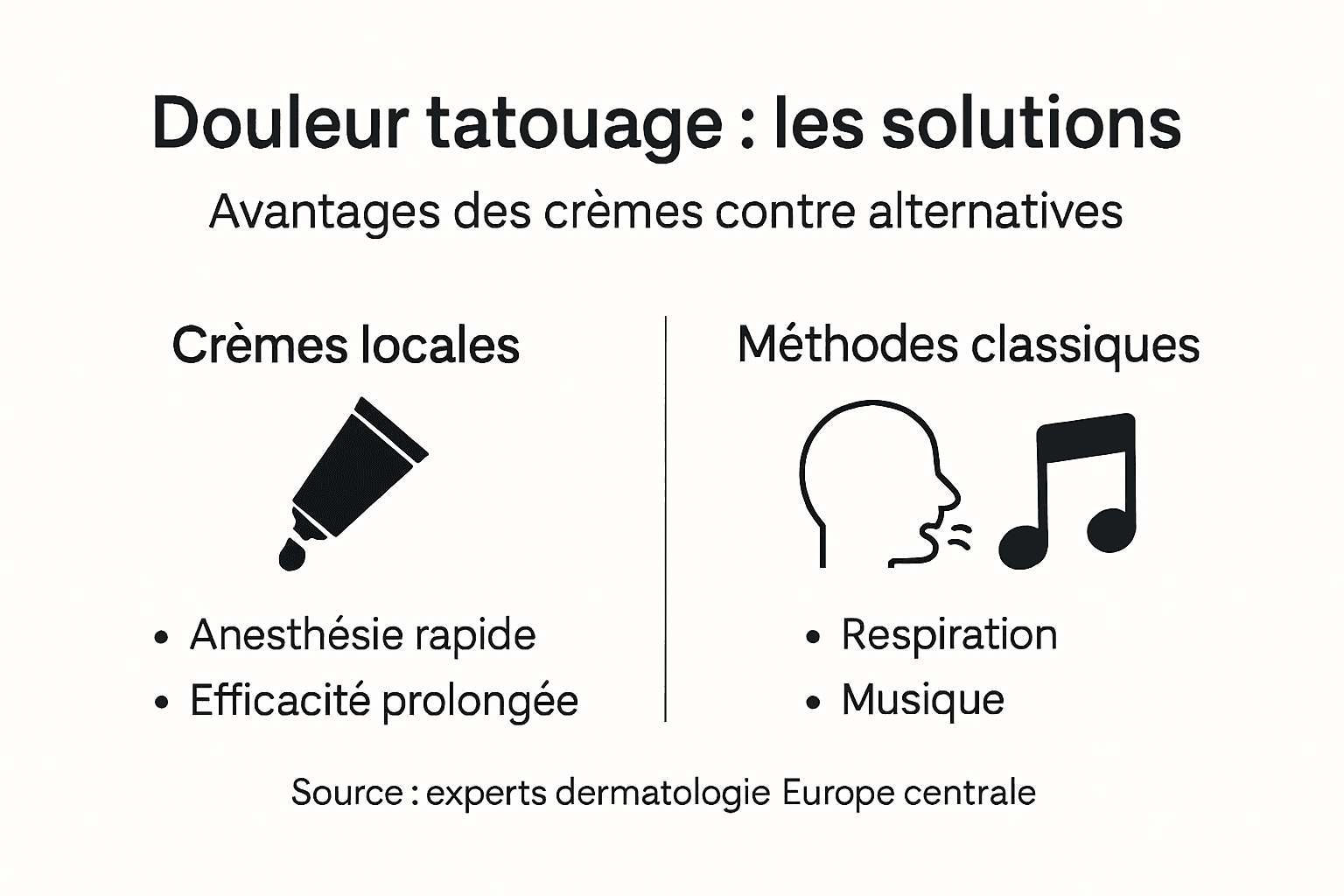 Infographie : comparatif des bienfaits des différentes crèmes pour tatouage