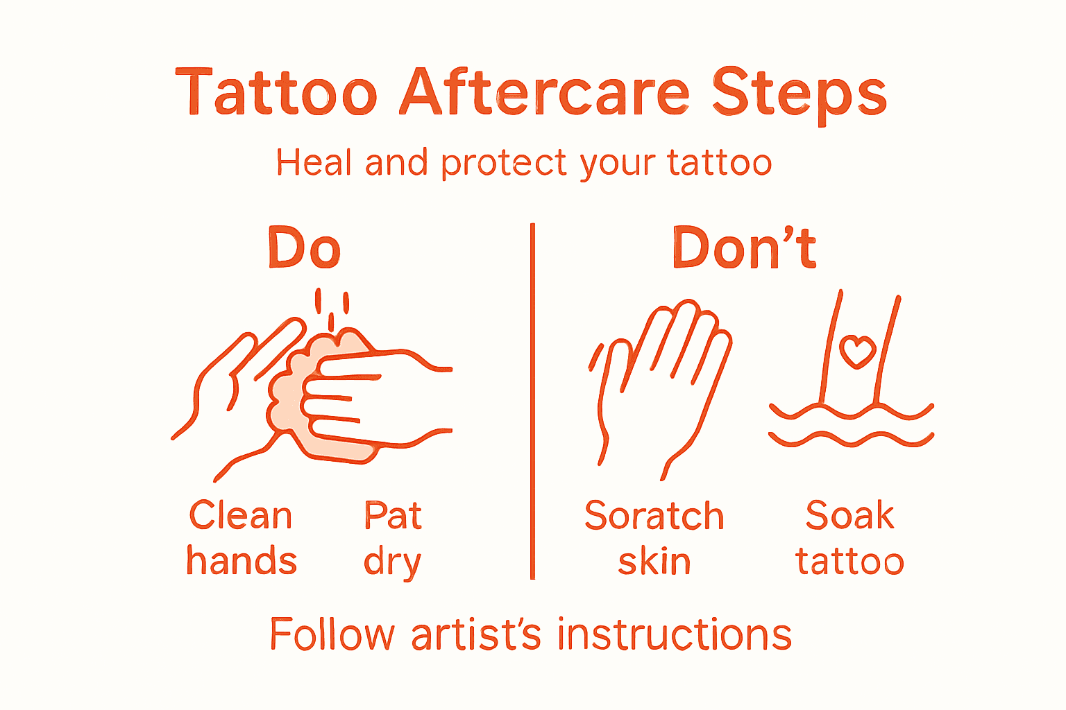 Infographic showing tattoo aftercare do’s and don’ts