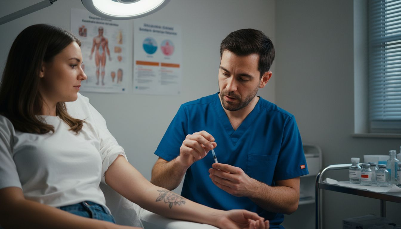 Medical professional giving anesthesia injection