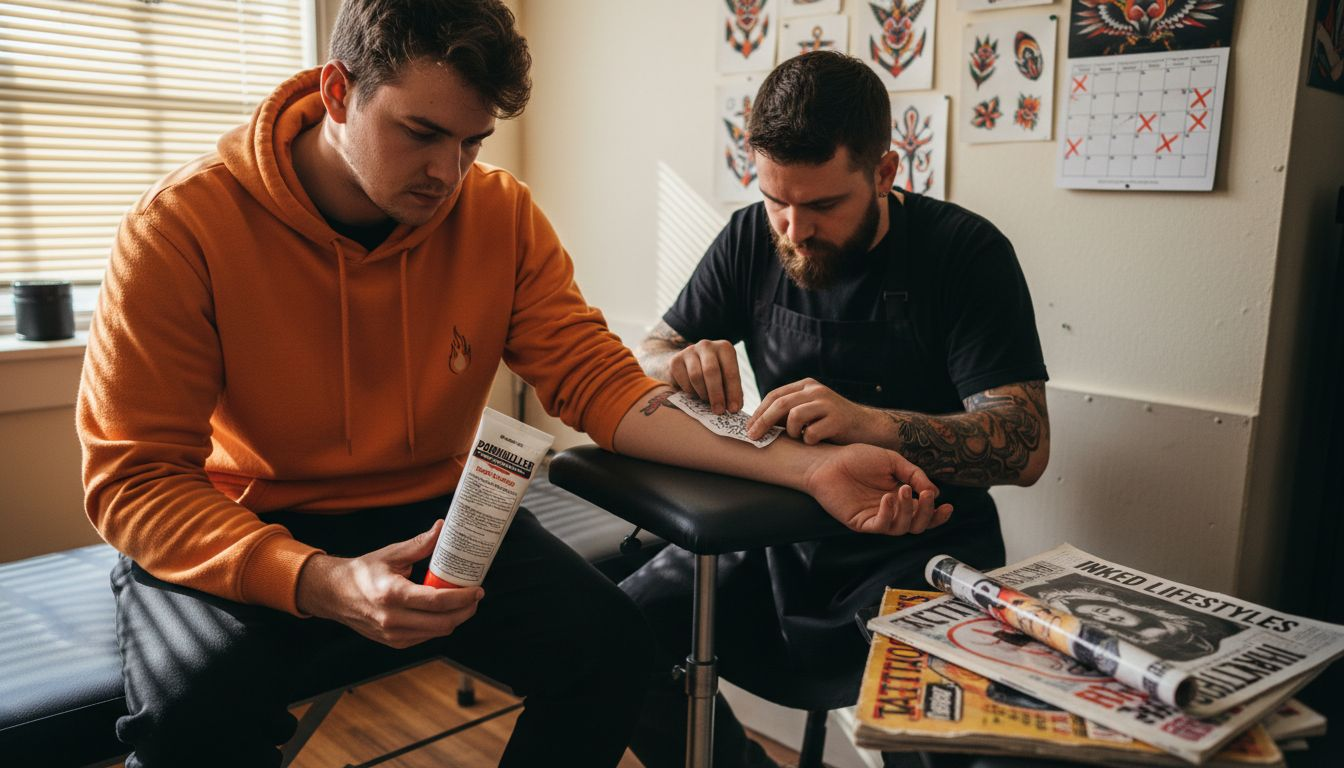 Client reading numbing cream instructions