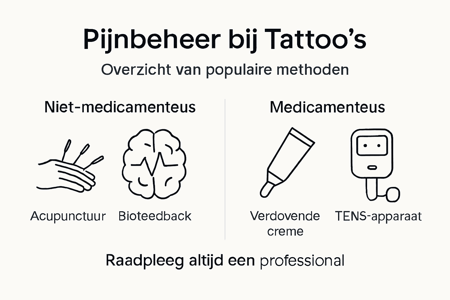 Infographic: actuele manieren om pijn te verminderen tijdens het zetten van een tattoo