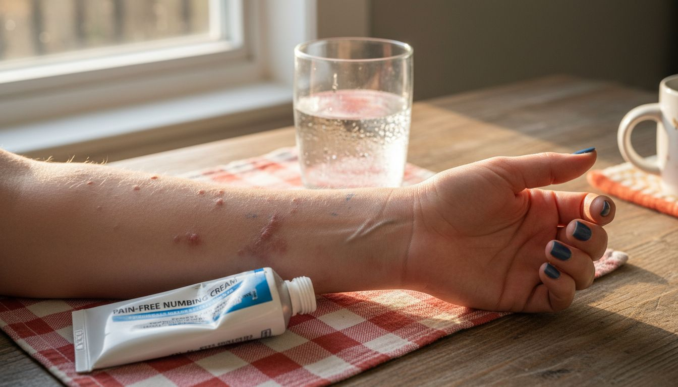 Red rash on arm from numbing cream allergy