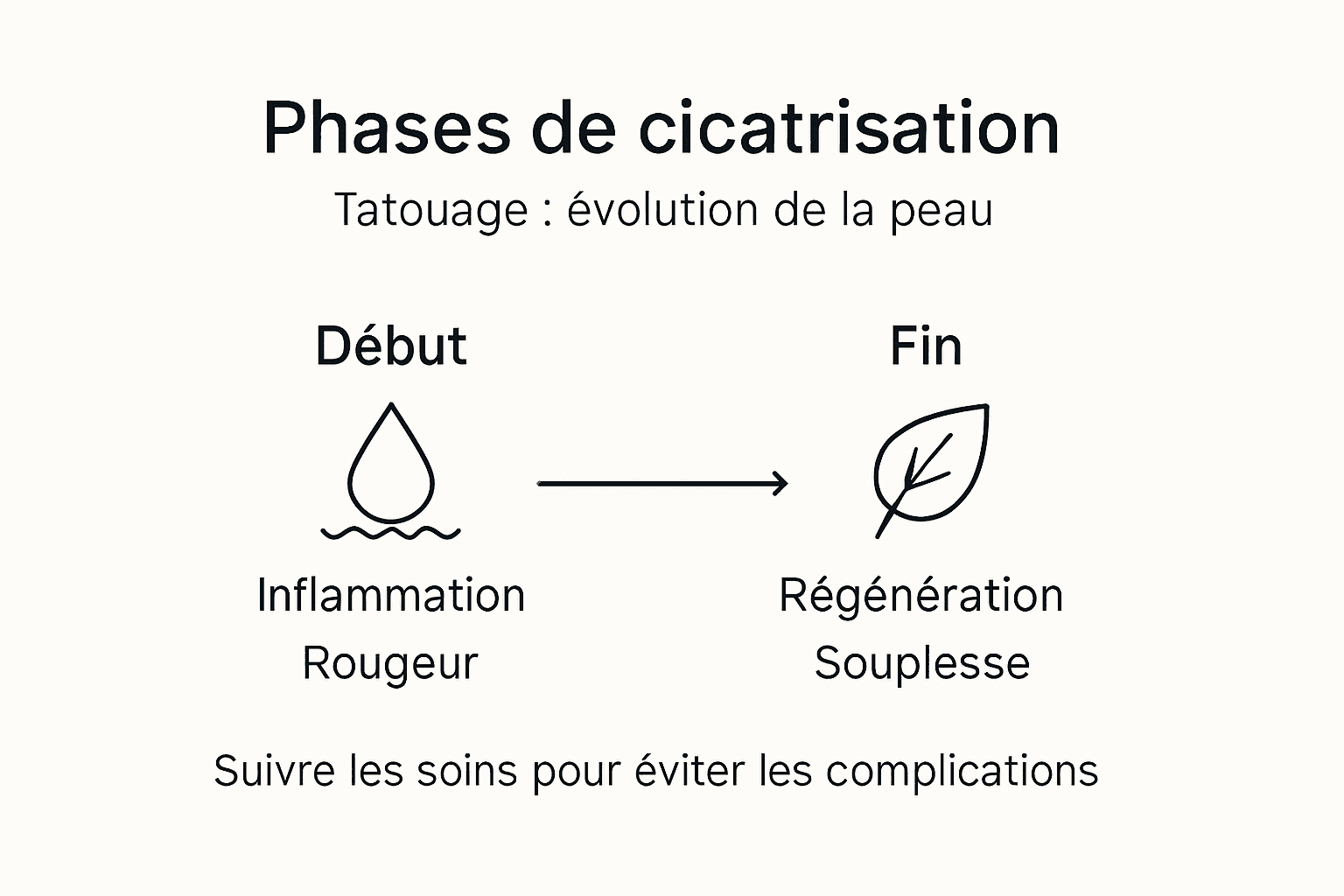 Schéma des différentes étapes de la cicatrisation d’un tatouage