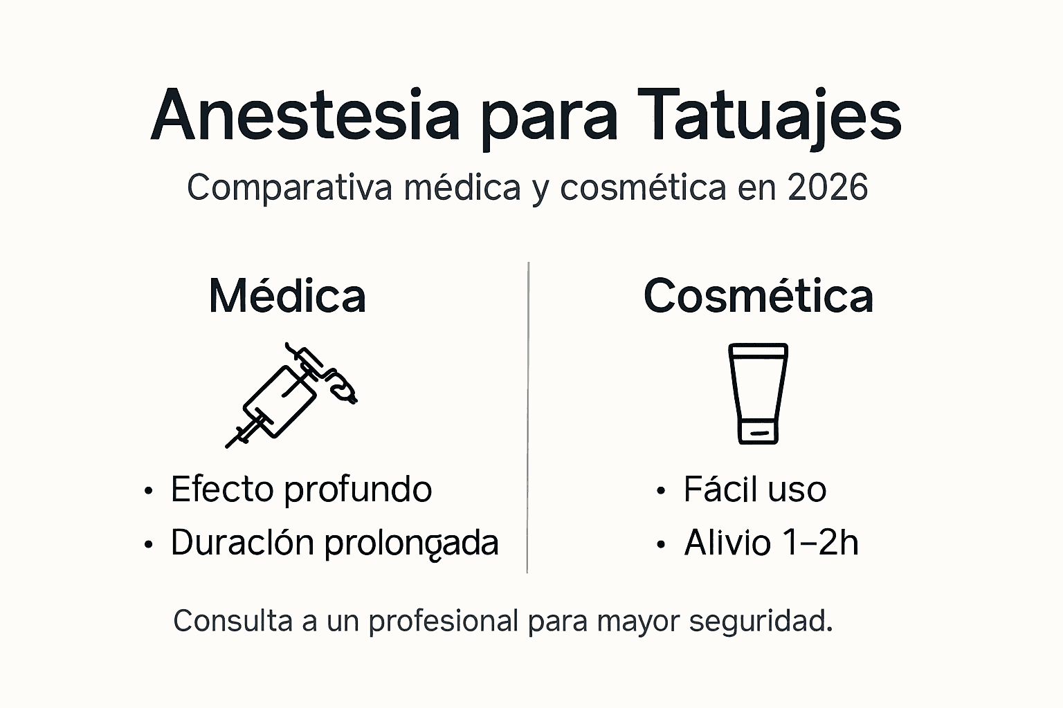 Infografía: diferencias entre anestesia médica y anestesia para tratamientos estéticos