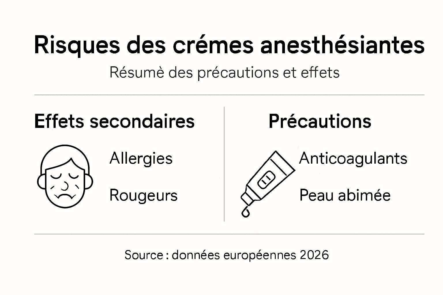 Infographie : ce qu’il faut savoir sur les dangers et les précautions à prendre avec les crèmes anesthésiantes