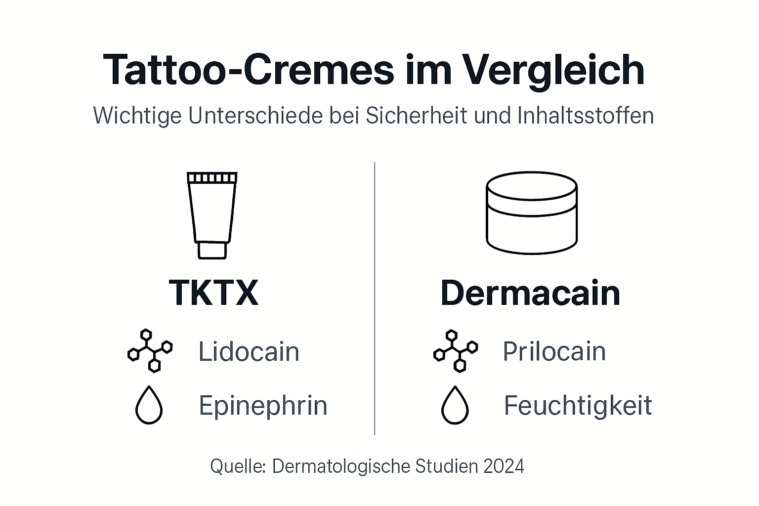 Infografik vergleicht Tattoo-Cremes und Inhaltsstoffe