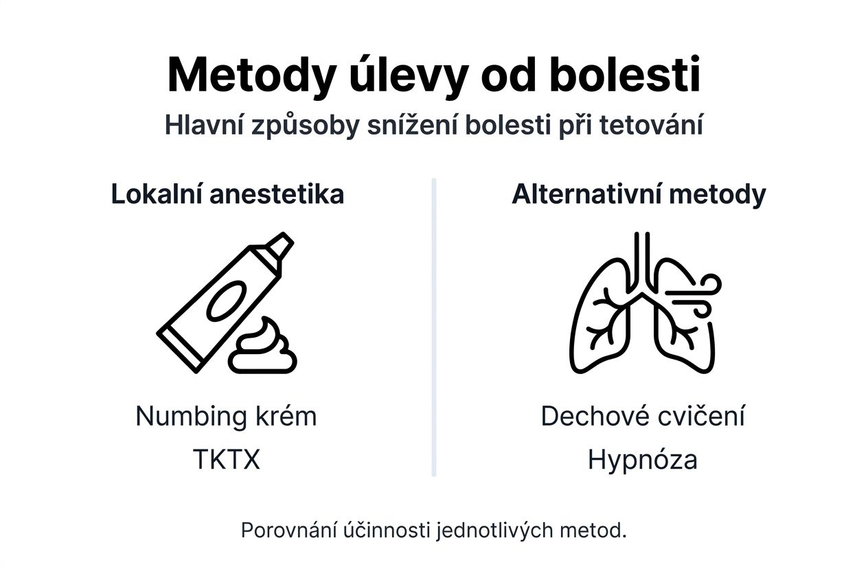Přehledné srovnání způsobů, jak zmírnit bolest při tetování – infografika