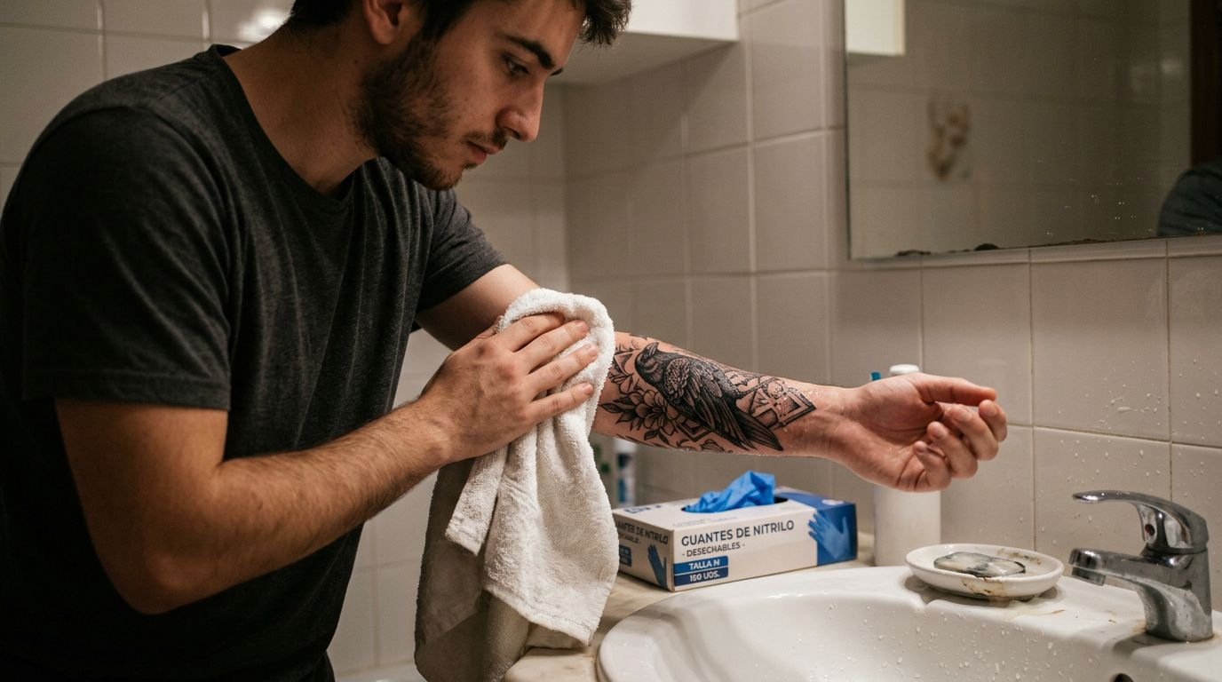 Seca la piel con suavidad antes de hacerte un tatuaje