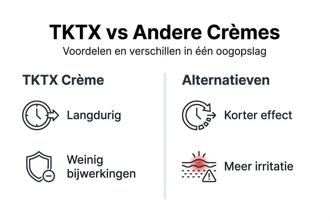 Infographic: TKTX crème vergeleken met andere verdovende crèmes