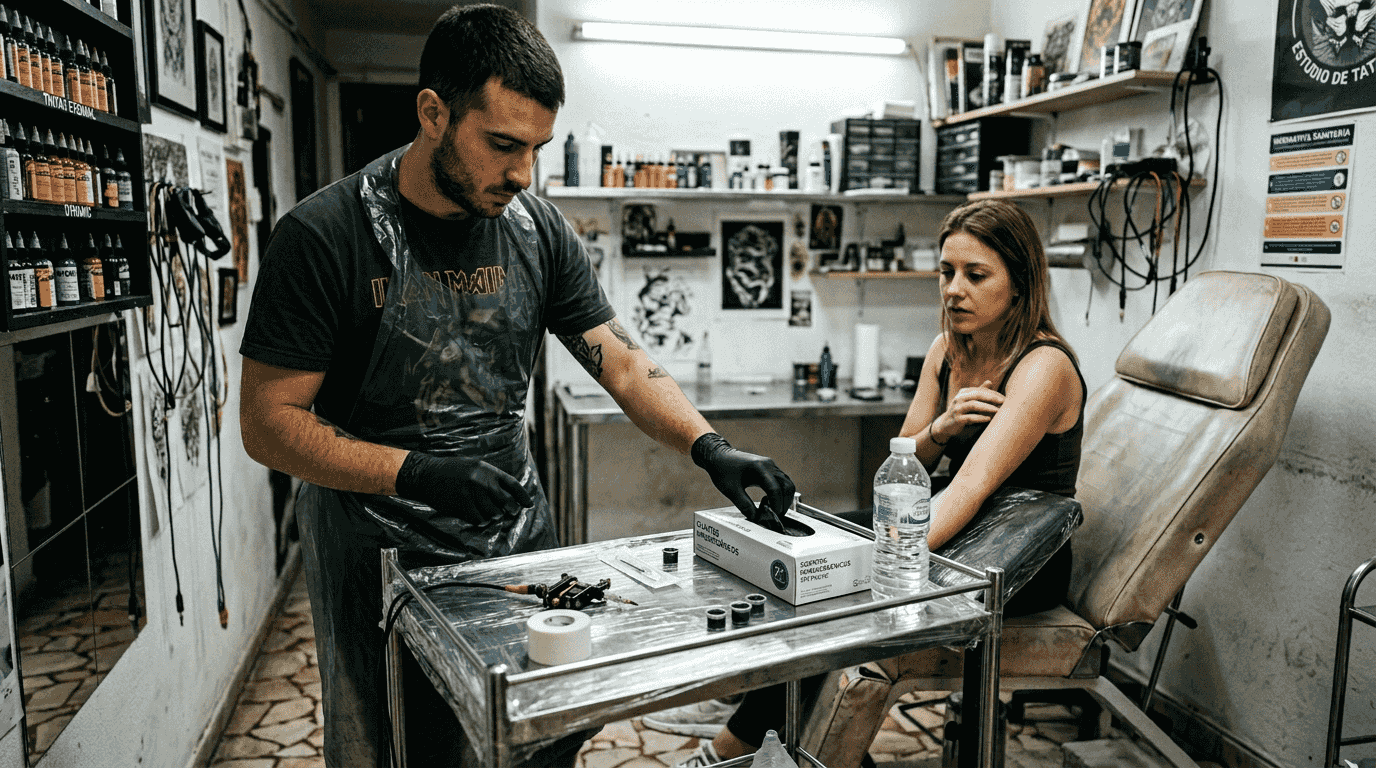 Experto en tatuajes prepara material hipoalergénico para sus clientes