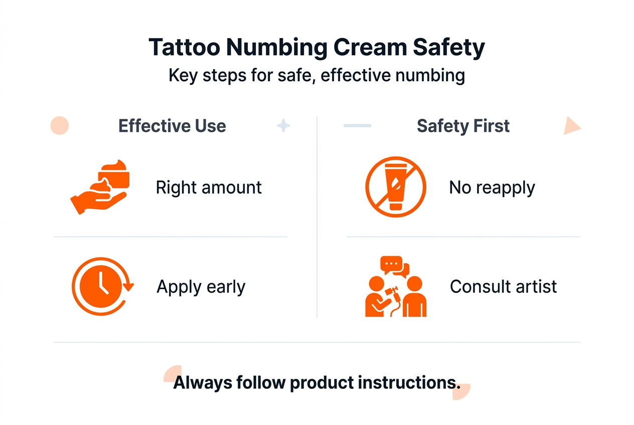 Infographic on safe and effective numbing cream use