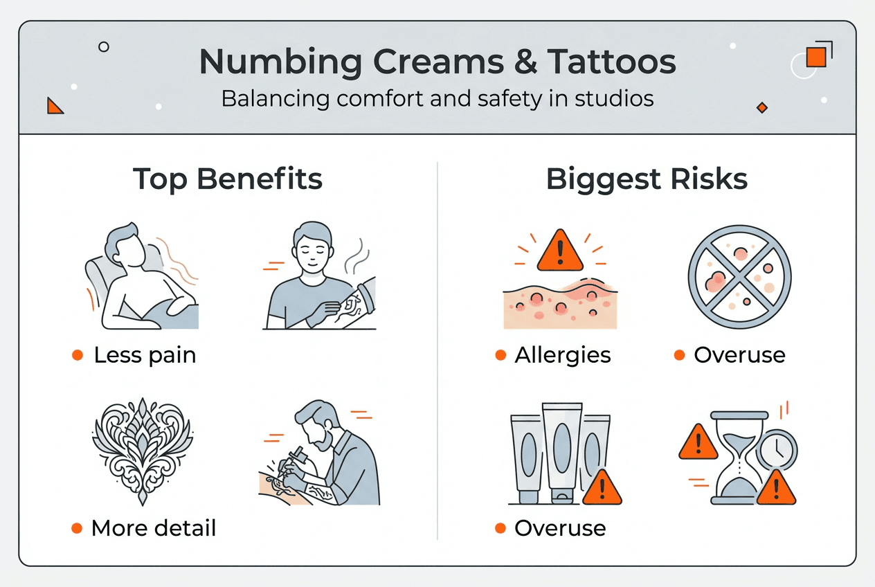 Infographic on numbing creams benefits and risks