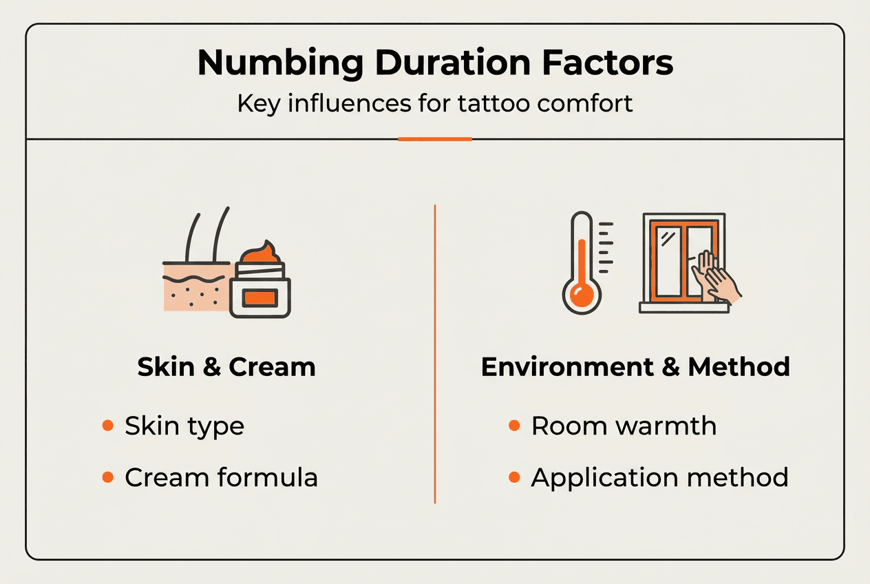 Infographic numbing duration factors for tattoos
