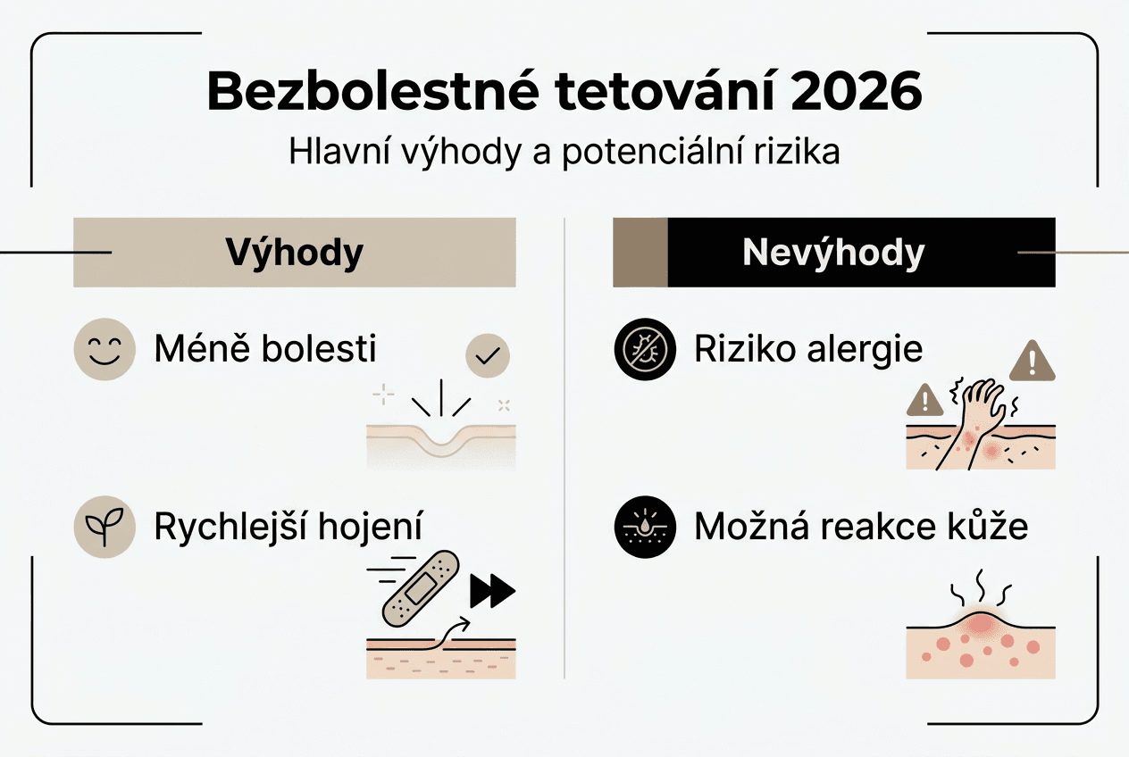Přehled kladů a záporů používání znecitlivujících krémů – infografika
