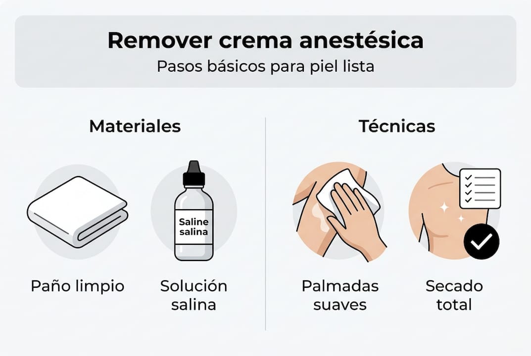 Guía visual con consejos prácticos para retirar la crema anestésica de forma segura