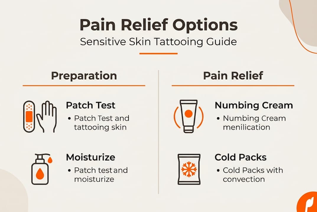 Pain relief options for tattooing infographic