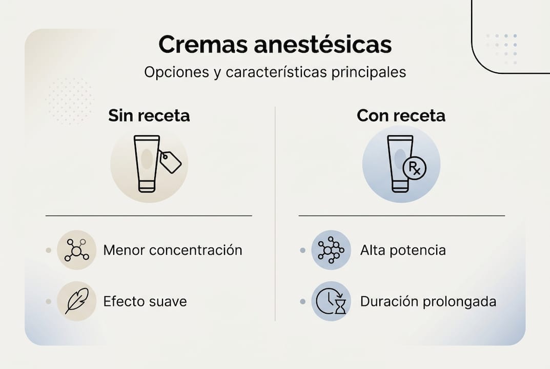 Infografía sobre las diferentes cremas anestésicas que puedes usar antes de tatuarte