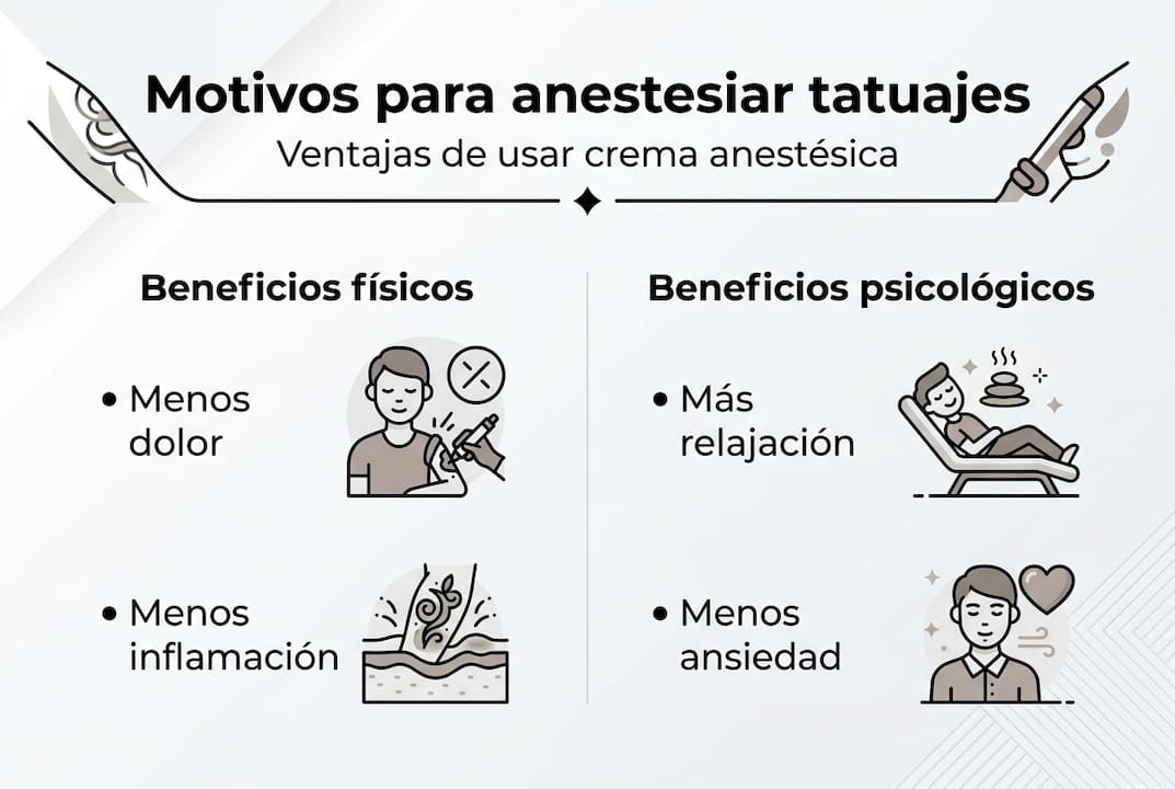 Infografía: razones para utilizar anestesia al hacerse un tatuaje