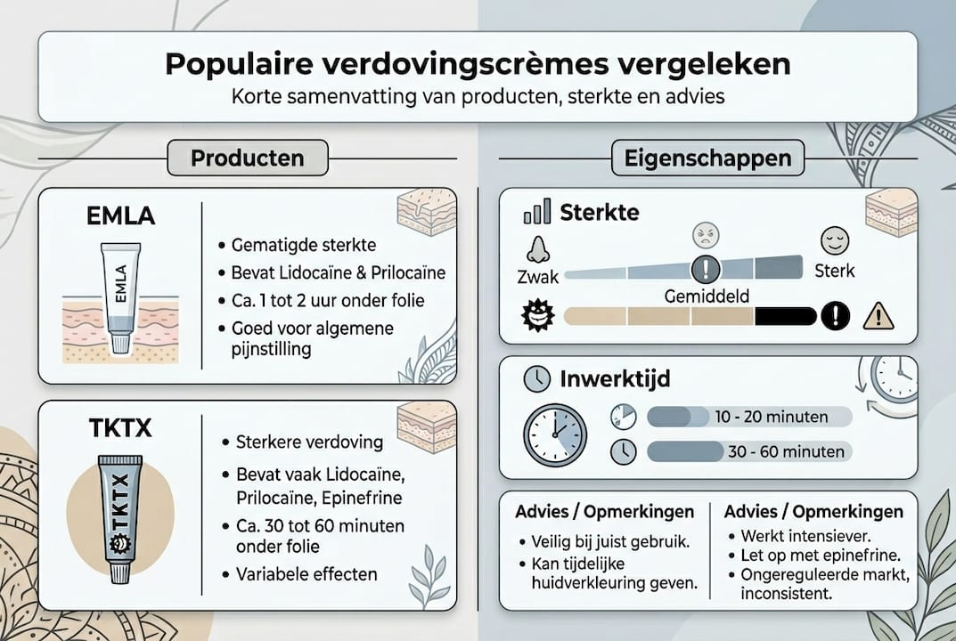 Overzichtelijke infographic: welke verdovingscrème is het beste voor je tattoo?