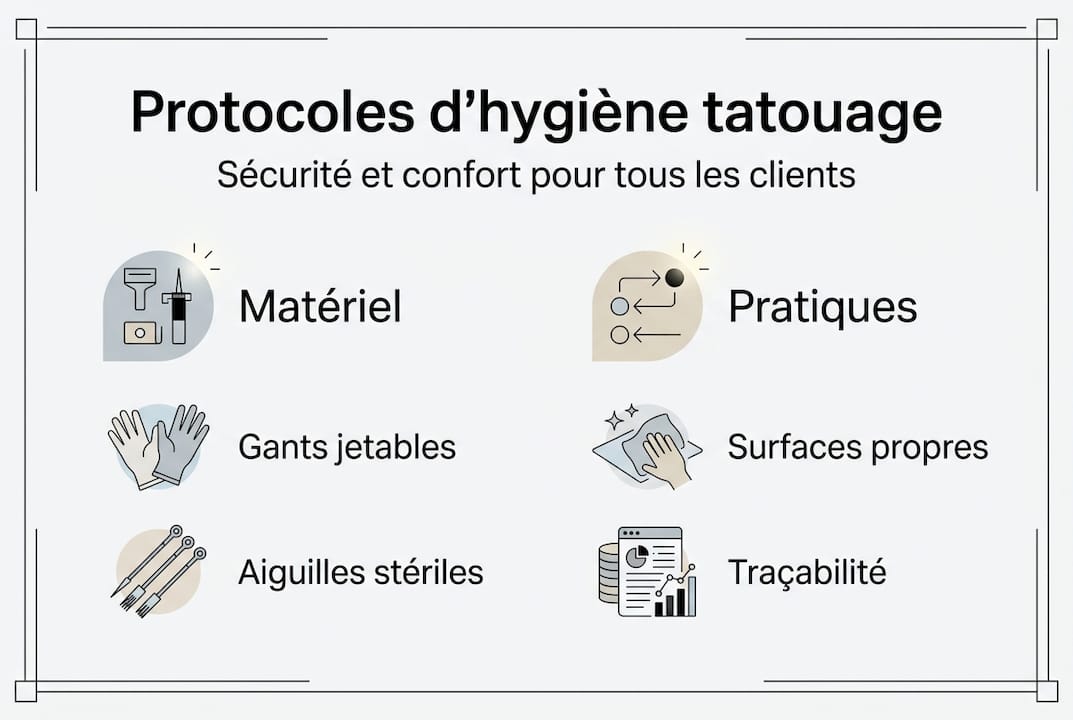 Infographie : les étapes essentielles du protocole d’hygiène en tatouage