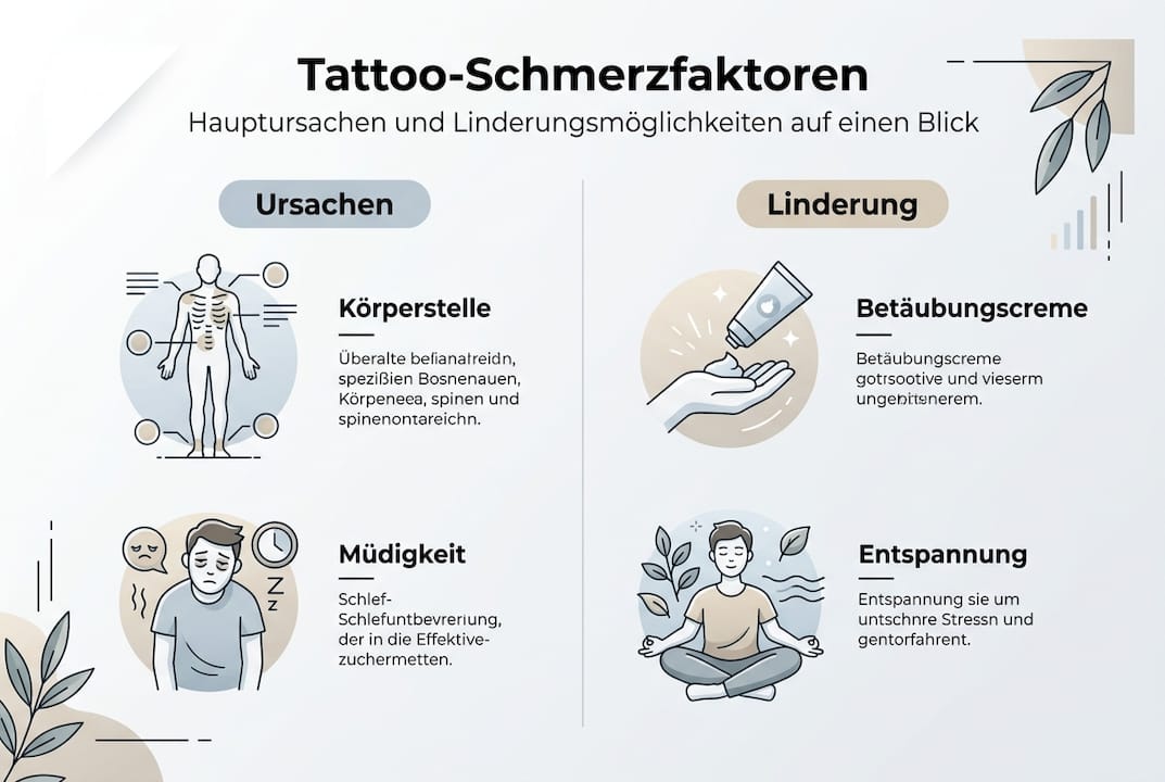 Infografik: Was beeinflusst den Schmerz beim Tätowieren – und was hilft dagegen?
