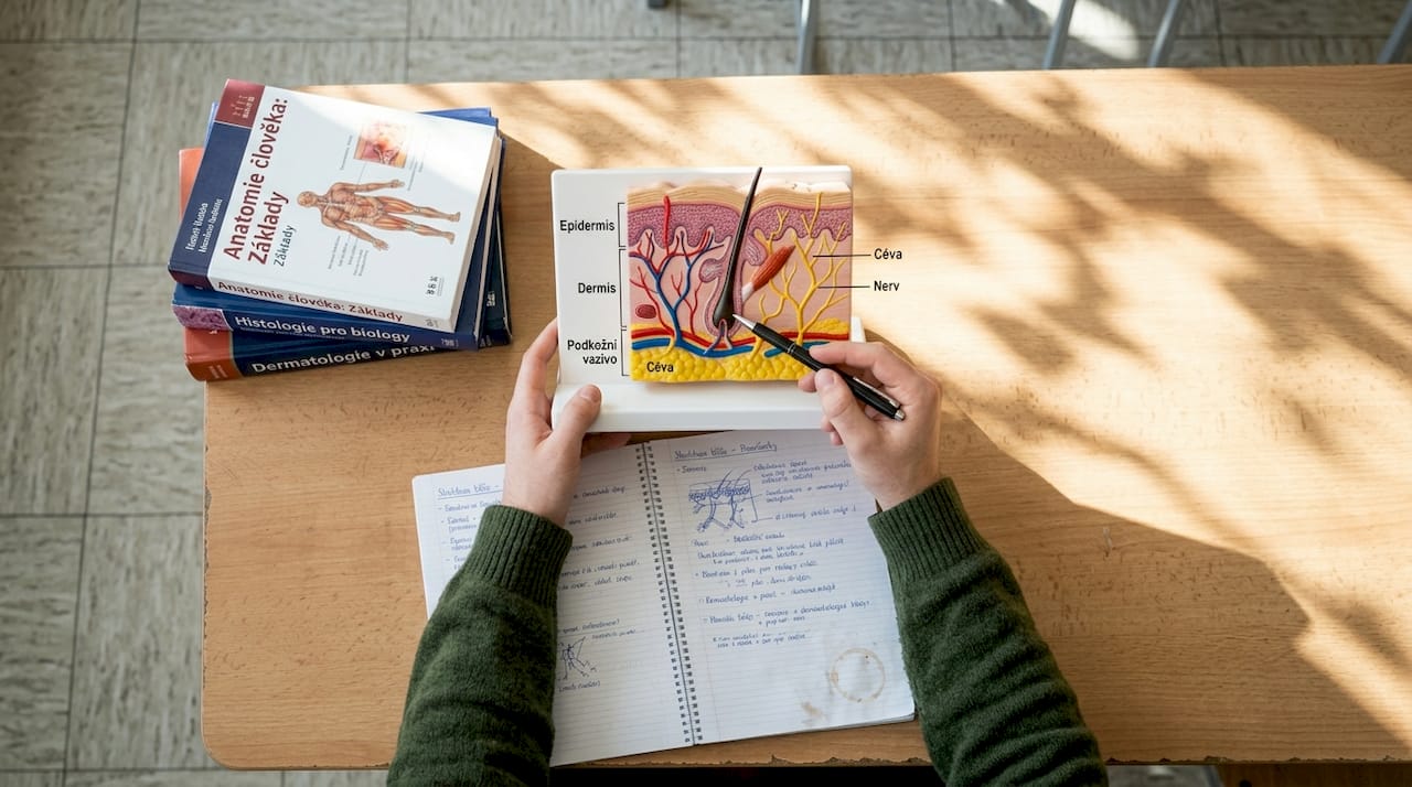 Technik ukazuje na model nervů v kůži