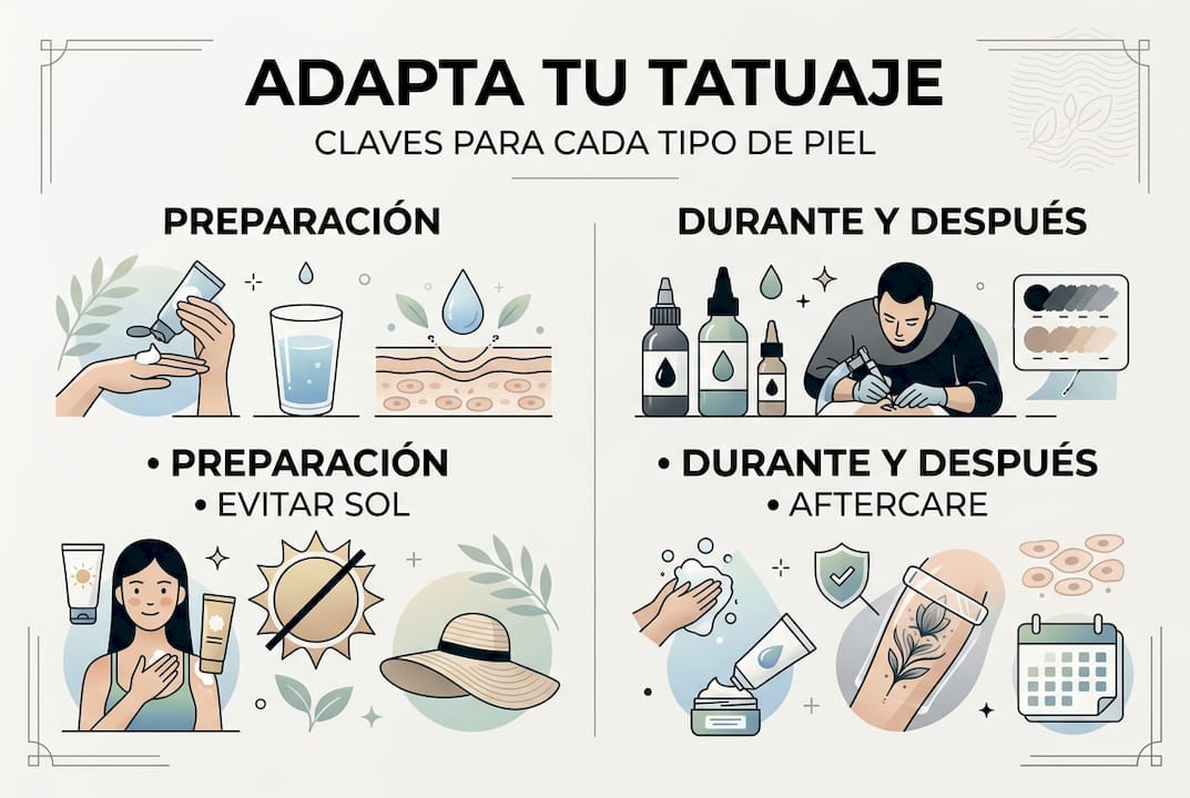 Guía visual: cómo adaptar los tatuajes según tu tipo de piel
