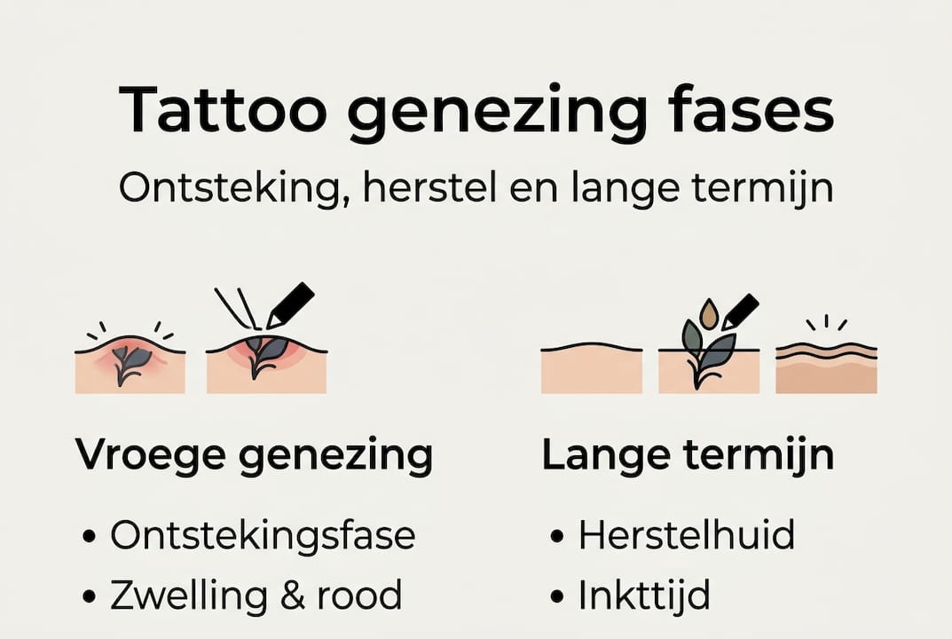 Overzicht: De verschillende stadia van het genezingsproces van een tatoeage in beeld