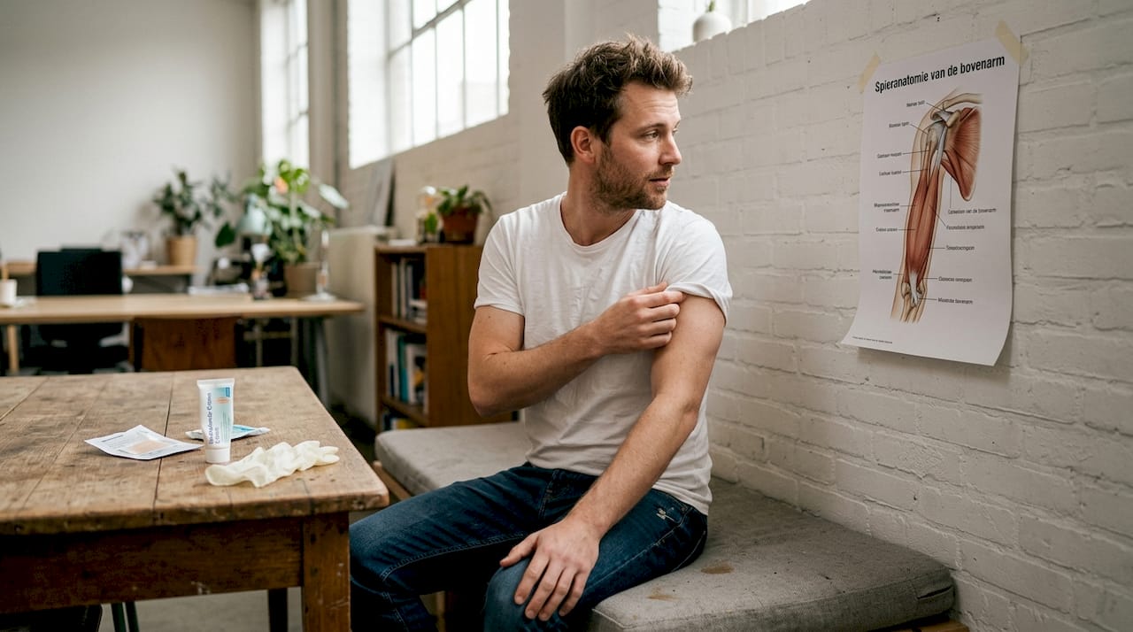 Klant maakt zich klaar om op verschillende plekken op het lichaam een tatoeage te laten zetten.