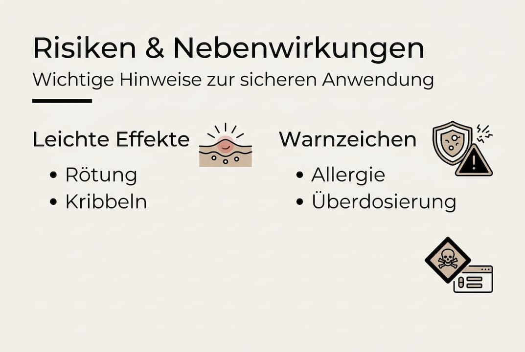 Grafik: Mögliche Risiken und Nebenwirkungen von Betäubungscremes auf einen Blick