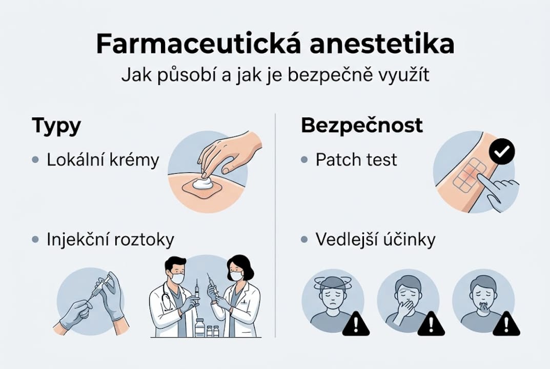 Přehledová infografika o farmaceutických anestetikách