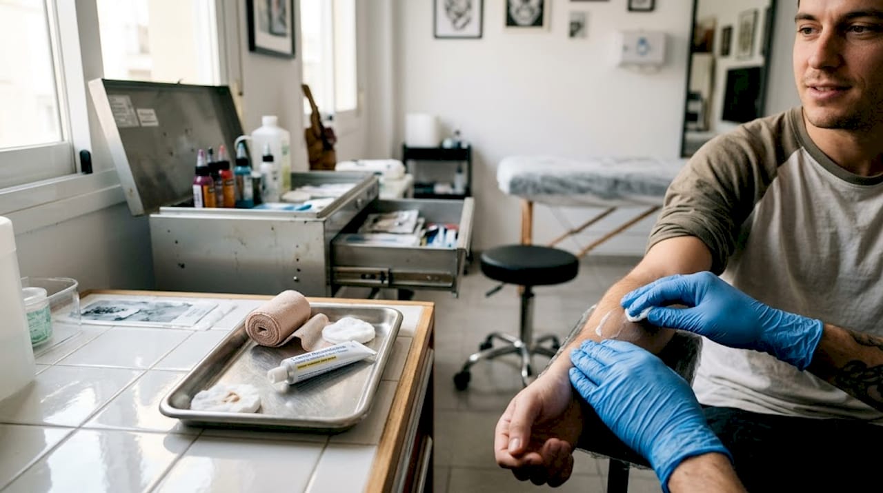 Uso de crema anestésica antes de tatuar en el estudio