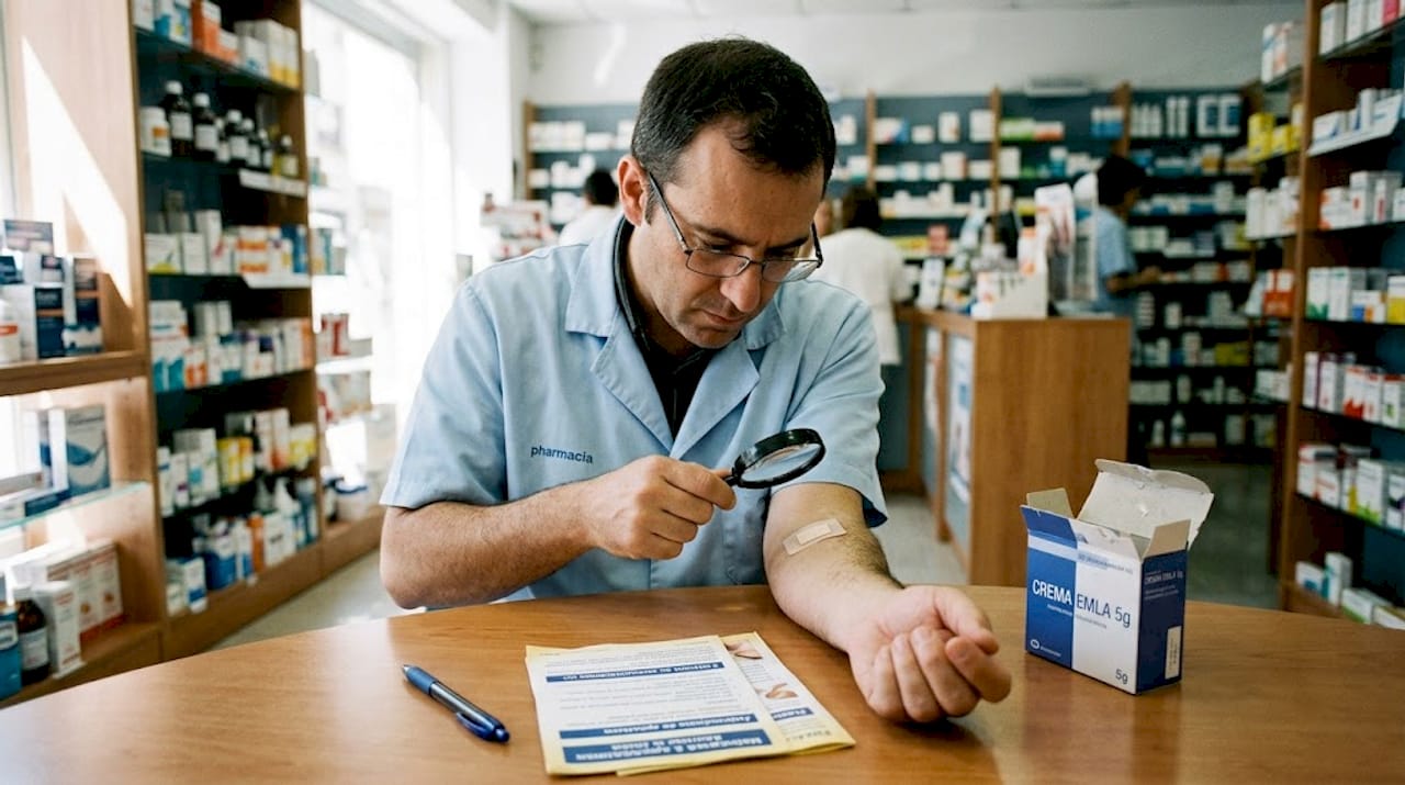 Parche de EMLA disponible en farmacias para aplicar sobre la piel