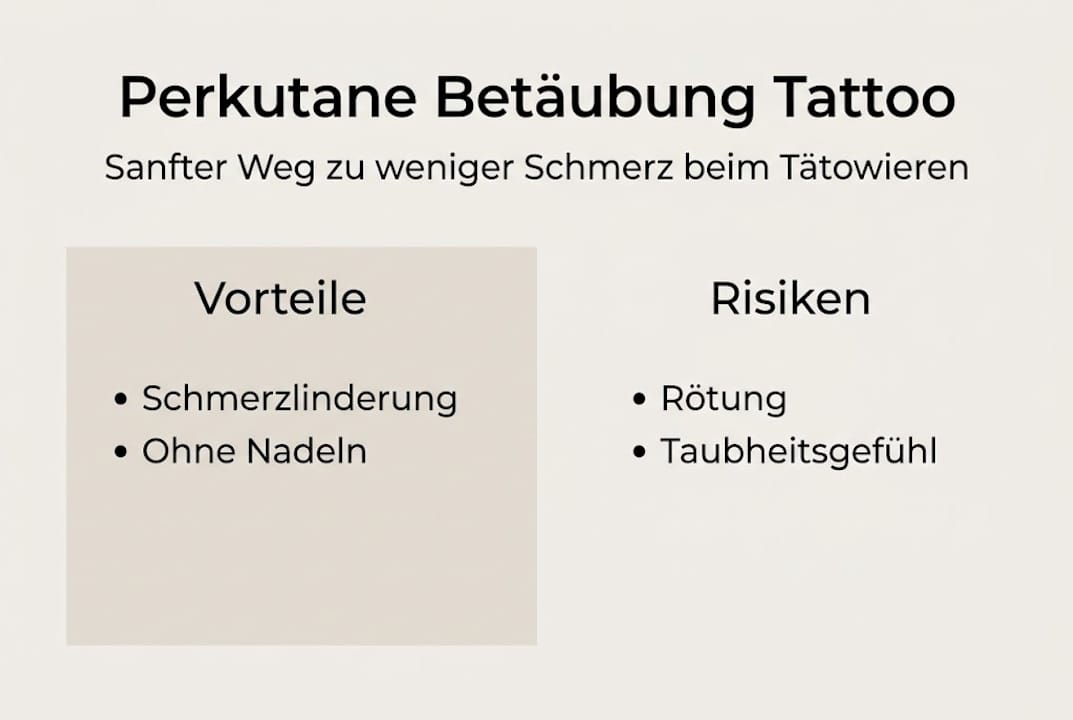 Die Infografik veranschaulicht anschaulich die Chancen und Risiken der perkutanen Betäubung.