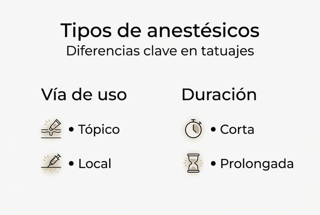 Guía visual para comparar los diferentes tipos de anestésicos utilizados en tatuajes