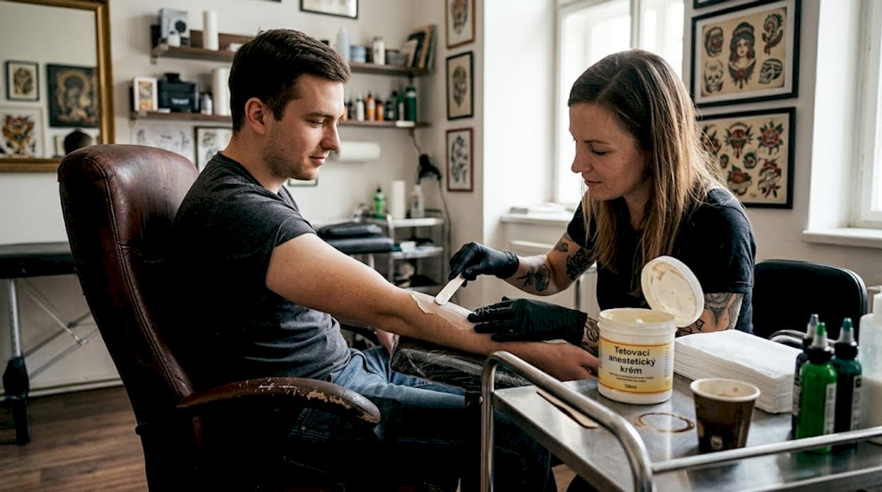 Použití znecitlivujícího krému před tetováním