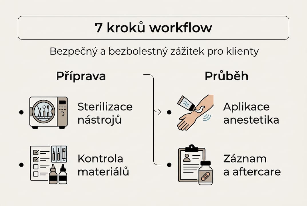 Přehledná infografika s postupem přípravy salonu krok za krokem