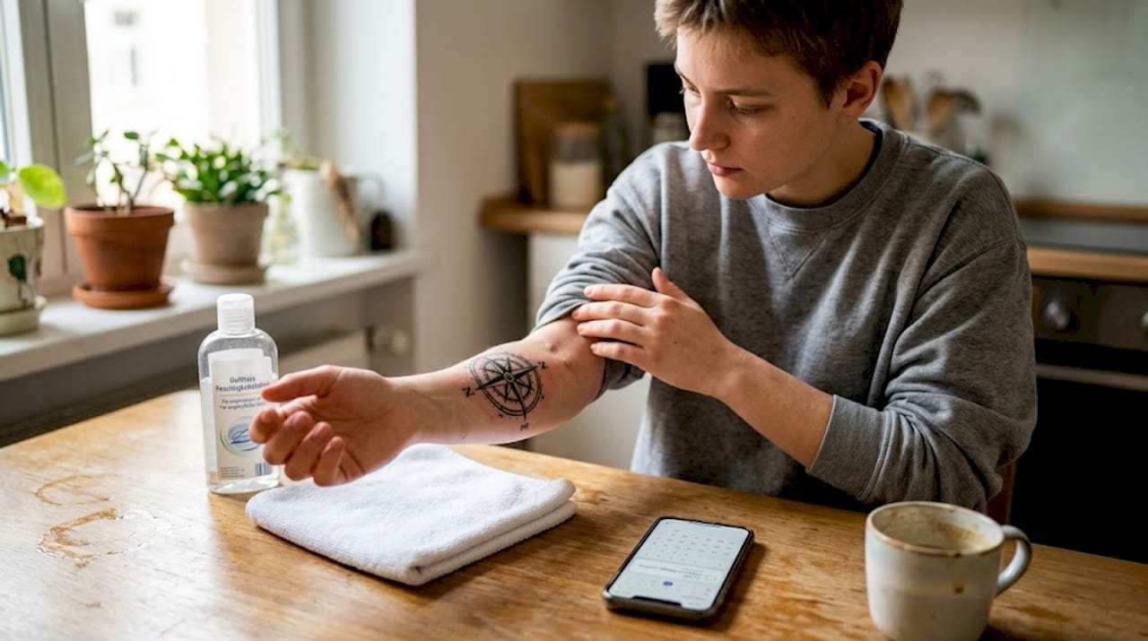 Woran erkenne ich, ob mein frisch gestochenes Tattoo richtig abheilt oder es Anzeichen für Komplikationen gibt?