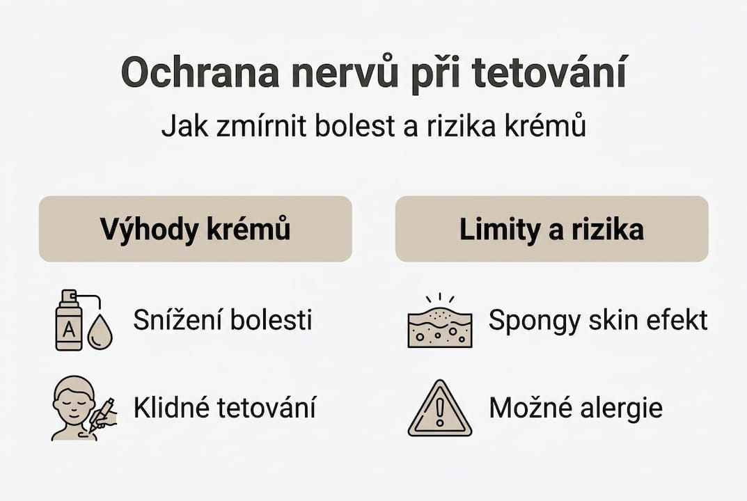 Přehledný graf znázorňující klady a možná úskalí používání krémů po tetování