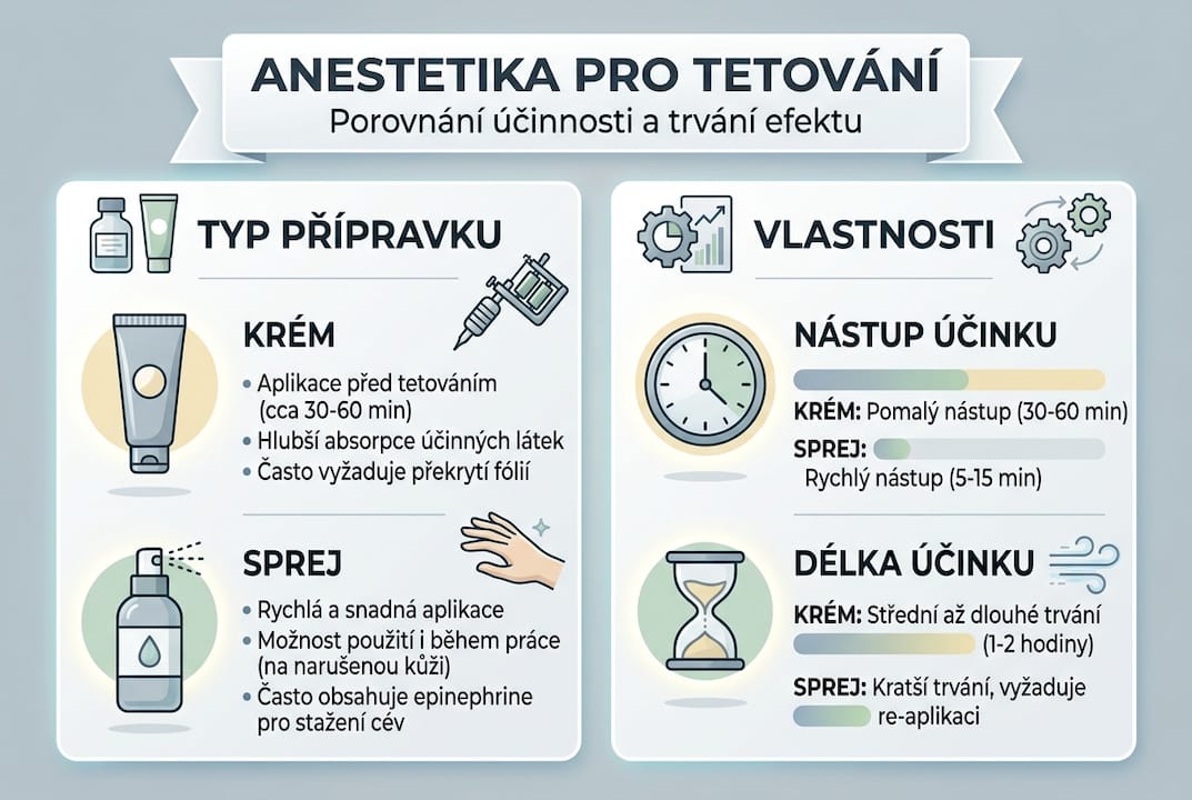 Srovnávací infografika: Jaká anestetika se používají při tetování?